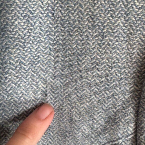 Gianfranco Ferre Wool Cashmere Herringbone Coat 46 IT Light Blue Double Breasted - Picture 9 of 10